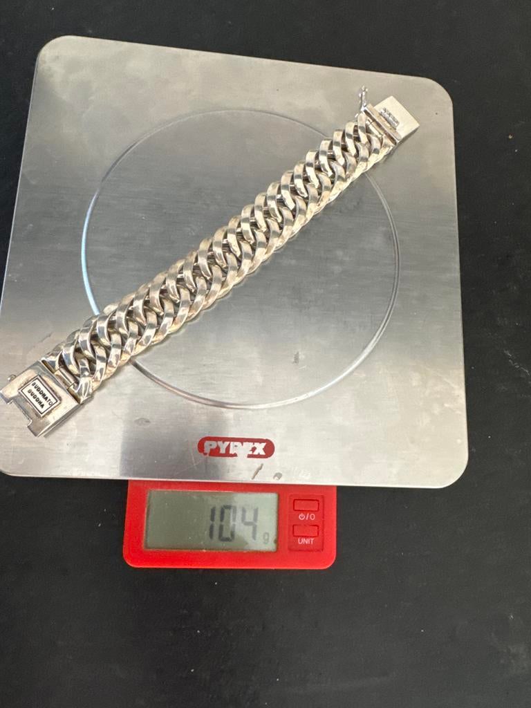 Buddha to Buddha armband zilver Chain 2 cm breed, Ophalen of Verzenden, Zo goed als nieuw, Zilver