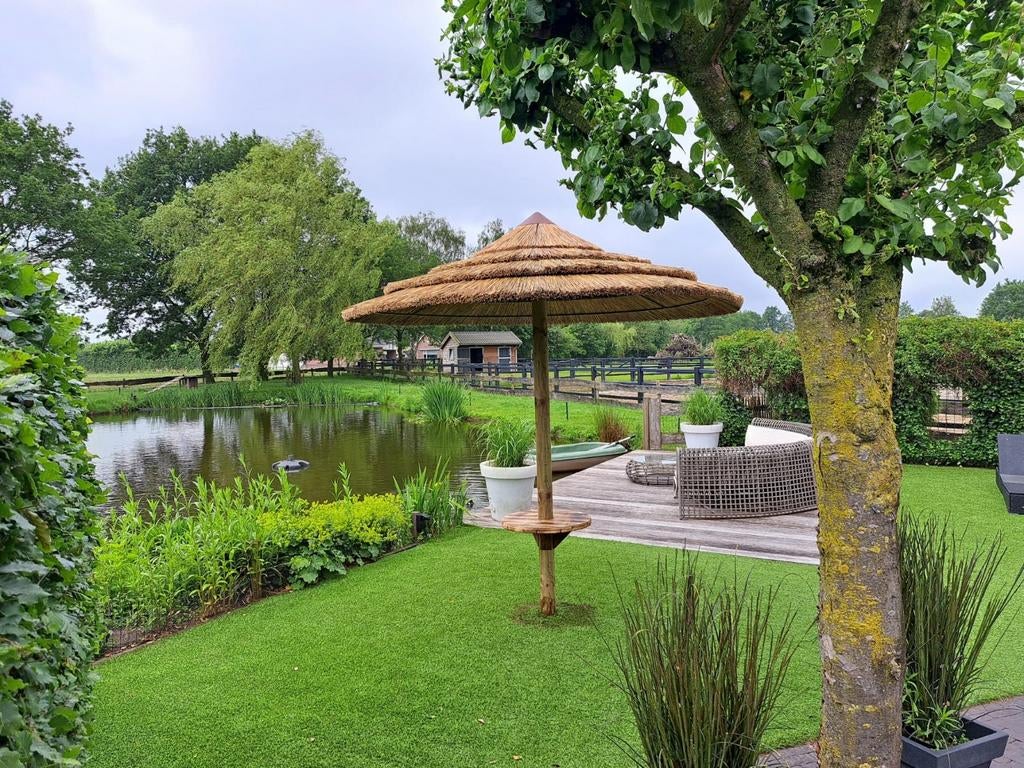 Storm vaste luxe rieten parasol, Tuin en Terras, Parasols, Ophalen, Nieuw, 2 tot 3 meter, Waterdicht