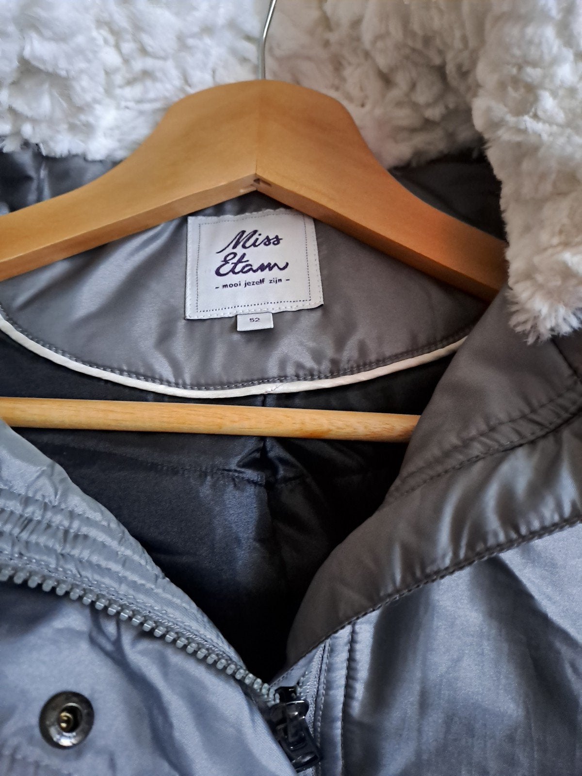 Miss Etam winterjas grijs met teddy voering mast 52, Maat 46/48 (XL) of groter, Nieuw, Ophalen of Verzenden, Miss Etam