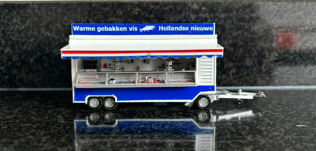Resin bouwpakket viskar viskraam marktkraam kermis 1/87 H0, Verzenden, Nieuw, Overige merken