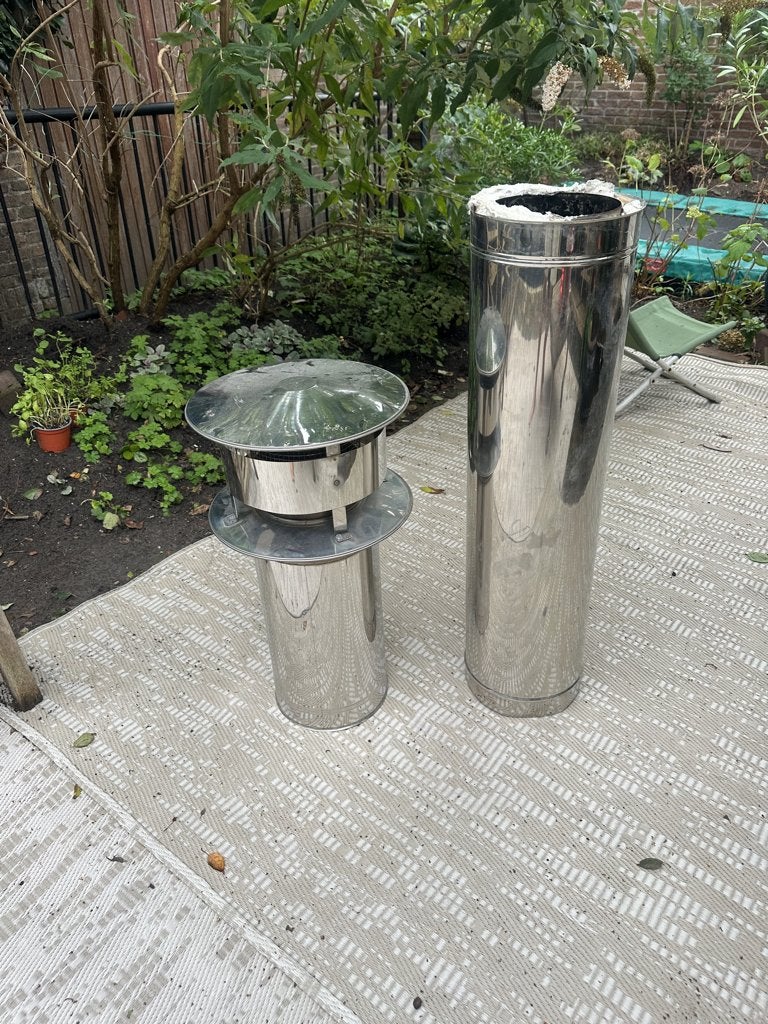 Dubbelwandig rookkanaal 200-250mm, Ophalen, Houtkachel, Zo goed als nieuw, Vrijstaand