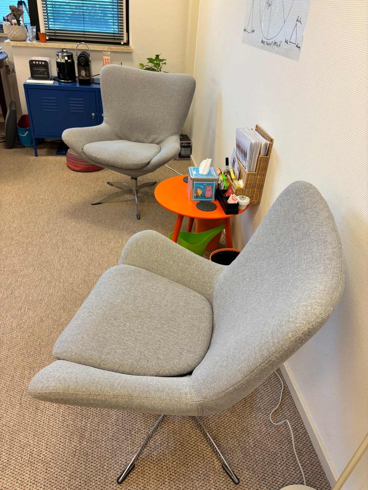 Grijze draaifauteuil, Ophalen, Gebruikt, 75 tot 100 cm, 75 tot 100 cm