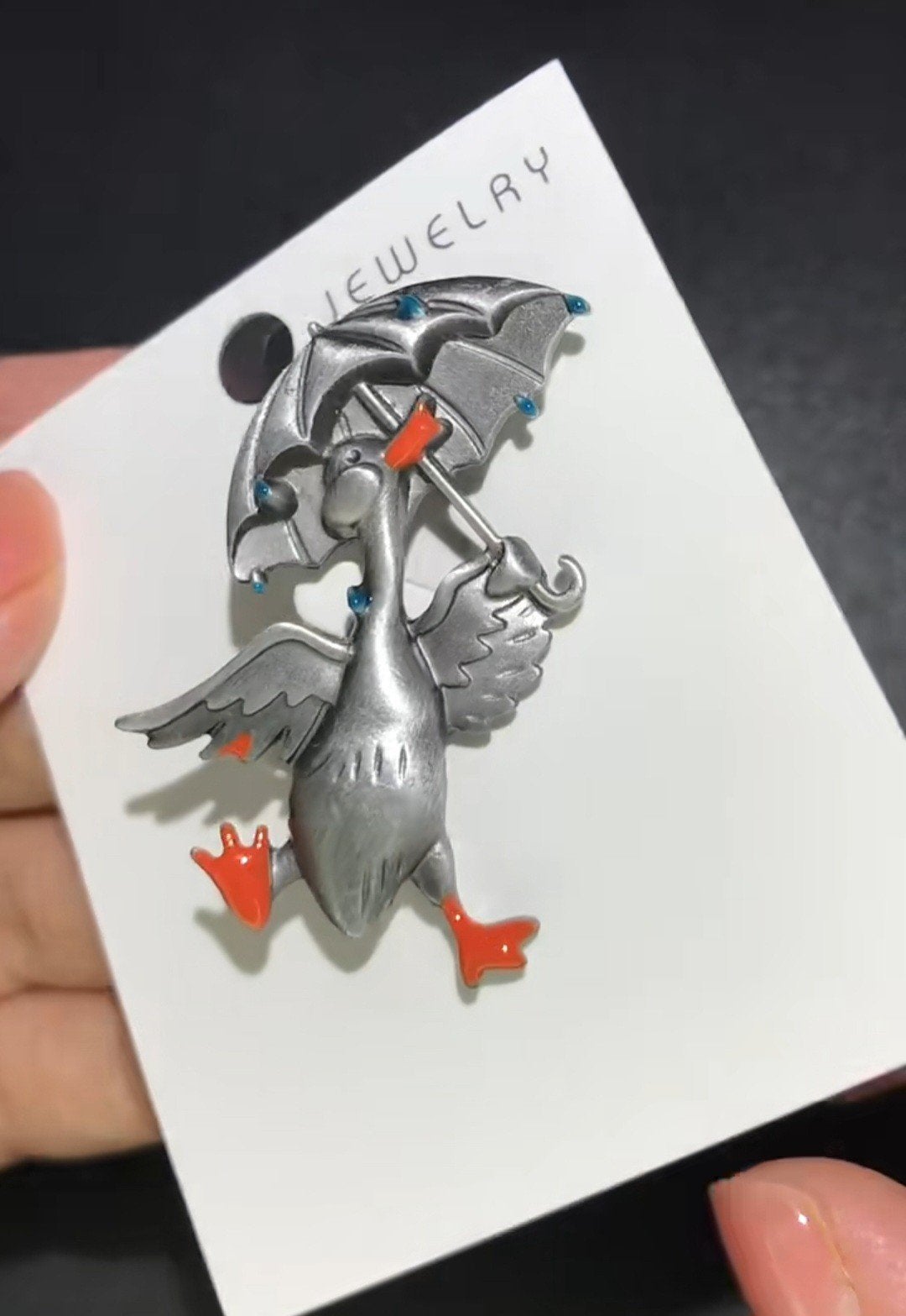 Nieuwe Broche Gans met Paraplu - Uniek Design, Sieraden, Tassen en Uiterlijk, Ophalen of Verzenden