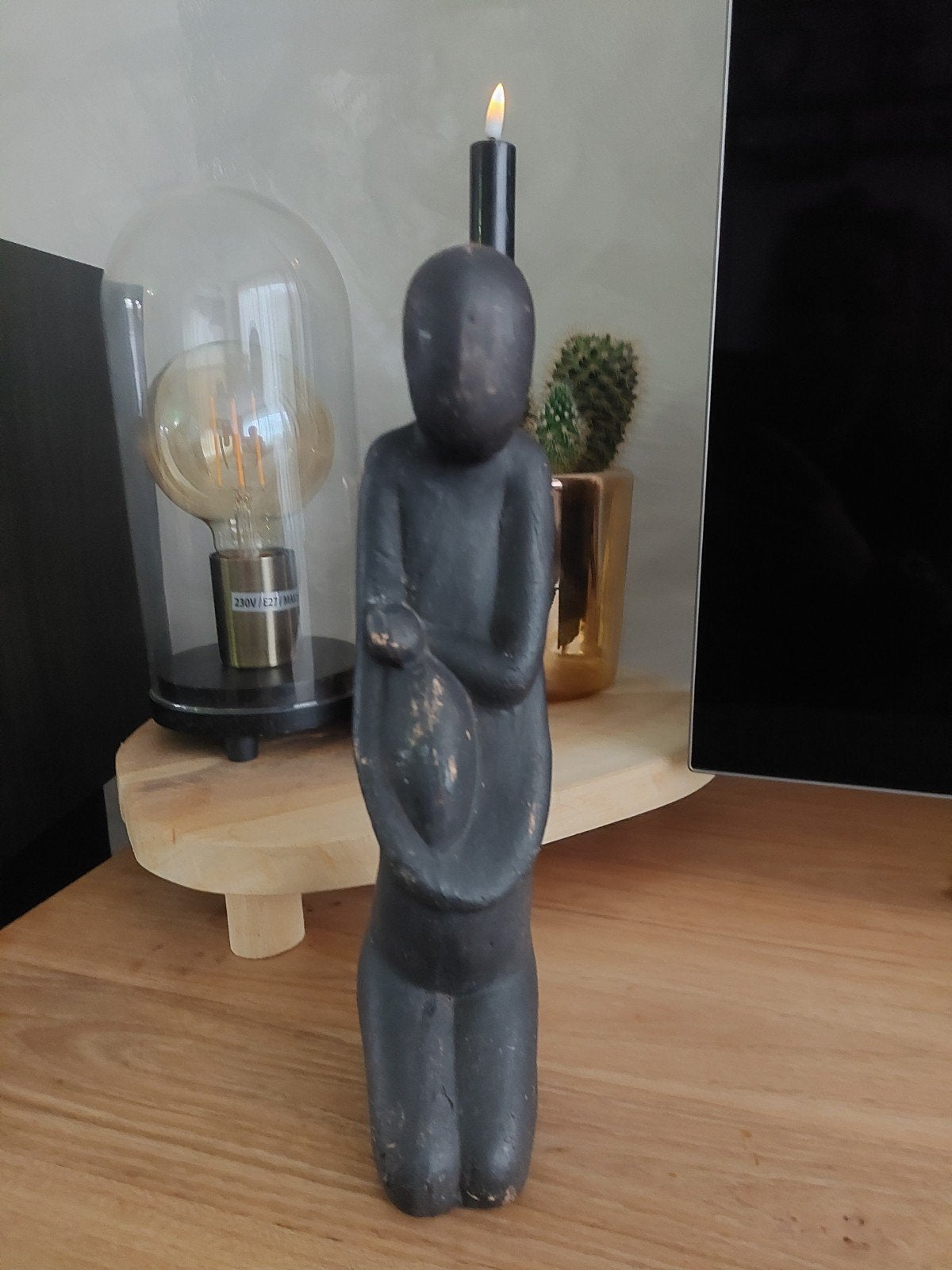 Prachtig beeldje van een zwangere vrouw met kind, Ophalen, Handgemaakt, Overige materialen, Beeld