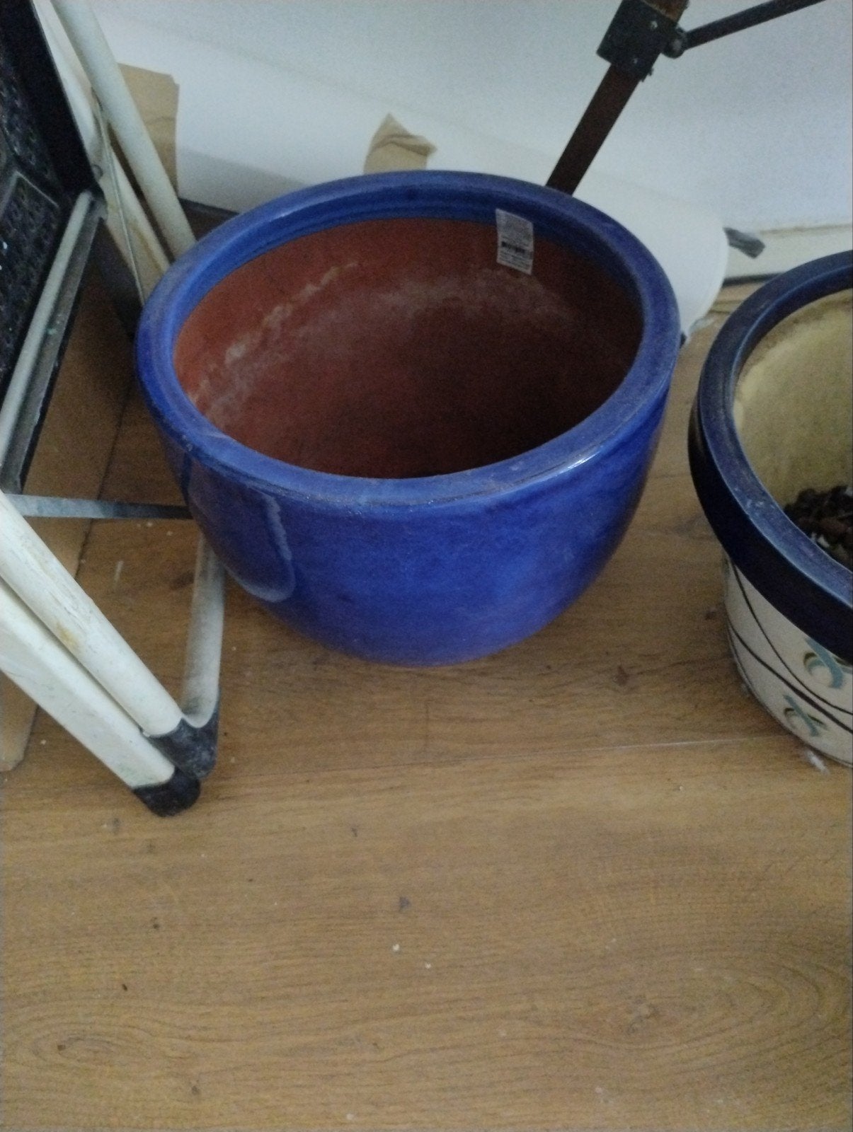 Mooie blauwe bloempotten , zo goed als nieuw 4 stuks, 40 cm of meer, Rond, Ophalen of Verzenden, Zo goed als nieuw