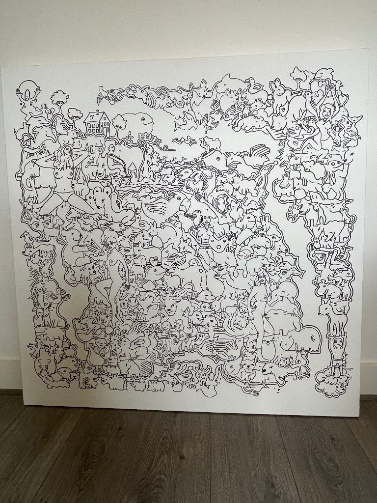 Street art / urban art van Job Reuten 100cm x 100 cm, Ophalen, Figuren, Overige materialen, Overige technieken