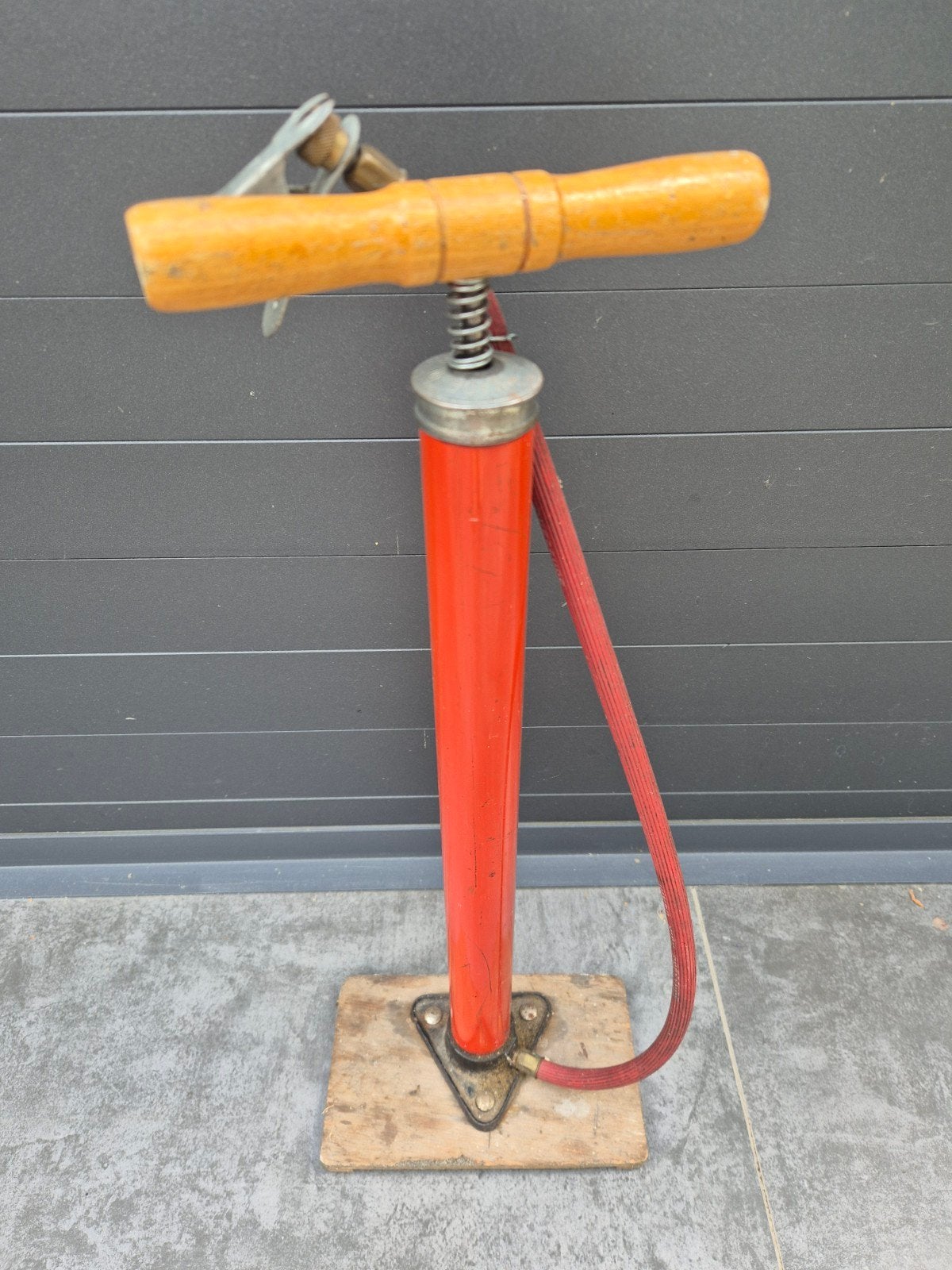 Vintage Fiets Pomp - Rood met Houten Handvat, Ophalen of Verzenden