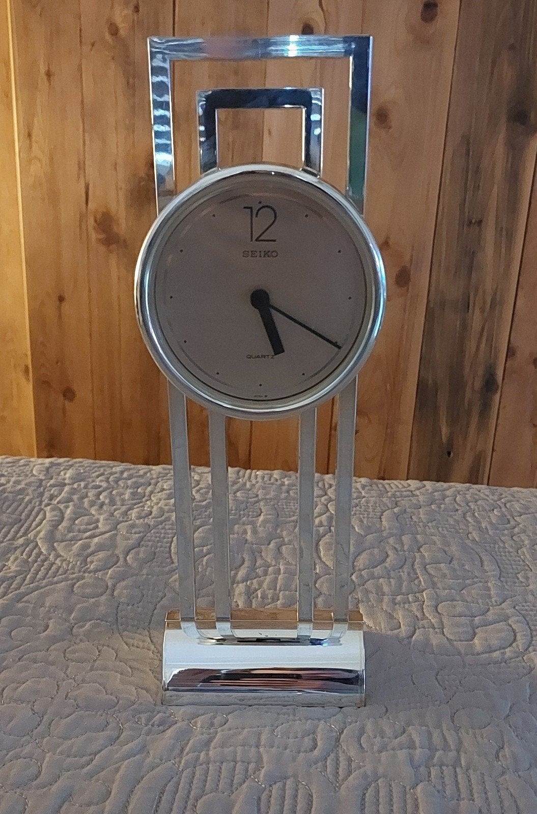 Vintage Seiko Quartz Tafelklok - Chroom kunststof, Ophalen of Verzenden
