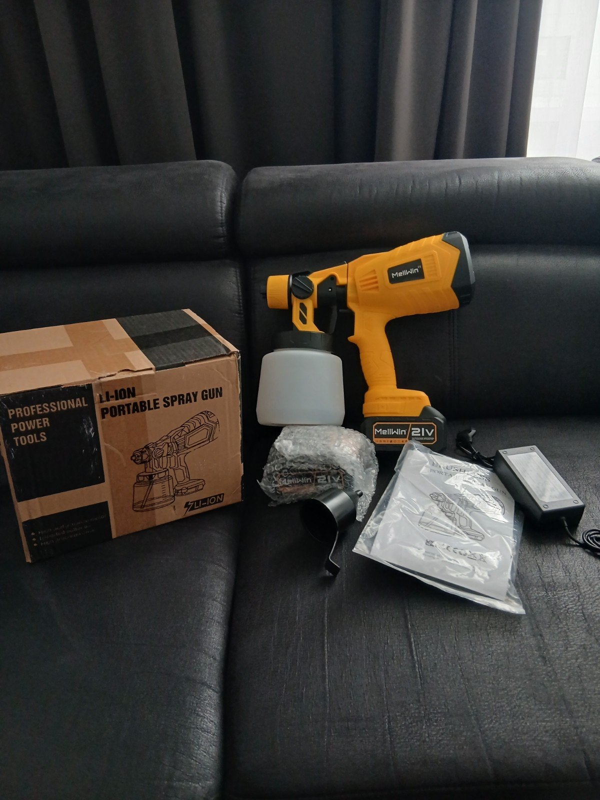 MellWin 21V Draagbaar Verfspuitpistool met 2 Accu's - Nieuw, Doe-het-zelf en Verbouw, Ophalen of Verzenden, Nieuw