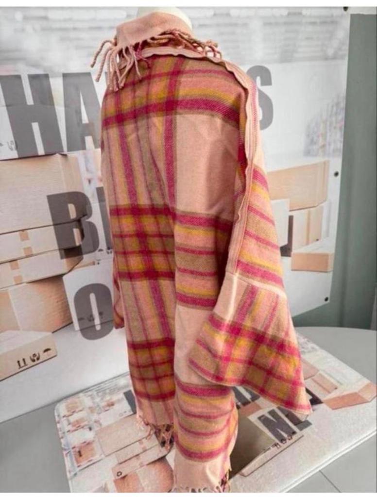 Twinset Milano - Wool poncho franjes wol wollen stof jas, Ophalen of Verzenden, Zo goed als nieuw, H, H