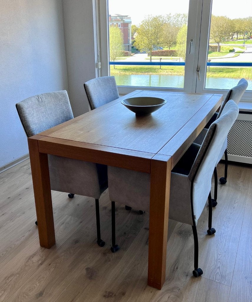 Eikenhouten eettafel - 170x85x75 cm, Ophalen, 50 tot 100 cm, Zo goed als nieuw, 150 tot 200 cm