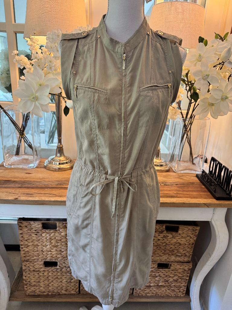 Bruin-Beige jurk Claudia Strater, 36/S, ZGAN., Verzenden, Beige, Zo goed als nieuw, Knielengte