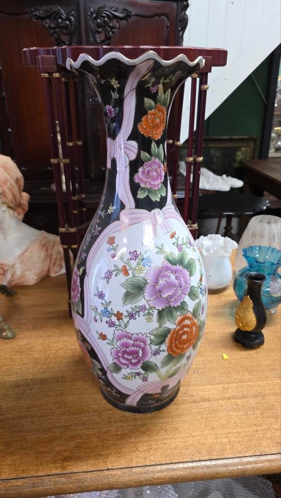 Grote handbeschilderde Chinese vaas, Antiek en Kunst, Ophalen of Verzenden