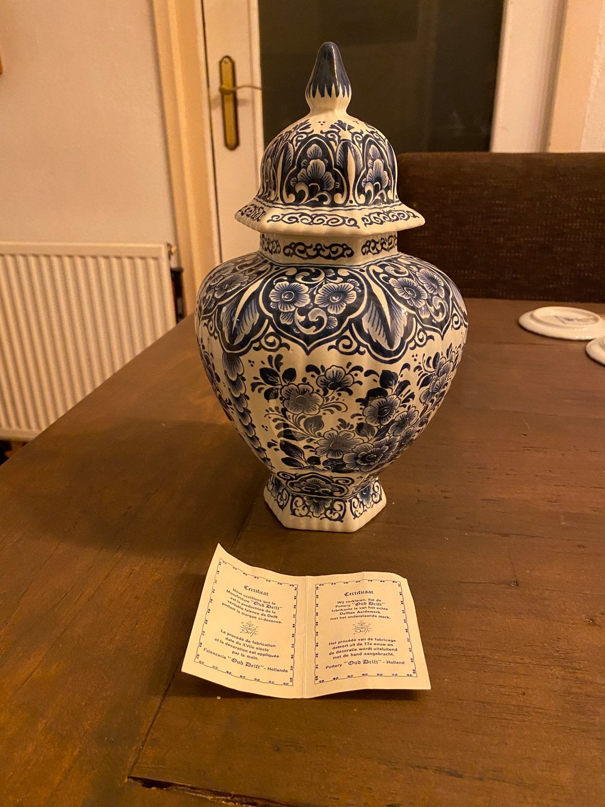 Oud Delfts Blauwe gemberpot met certificaat, Ophalen of Verzenden