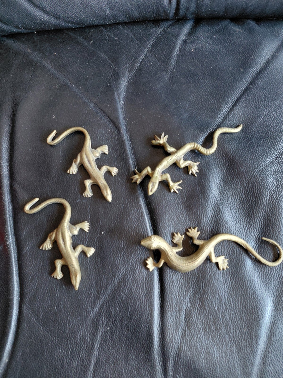 Set van 4 messing hagedissen/gekko's jaren 60., Antiek en Kunst, Ophalen of Verzenden