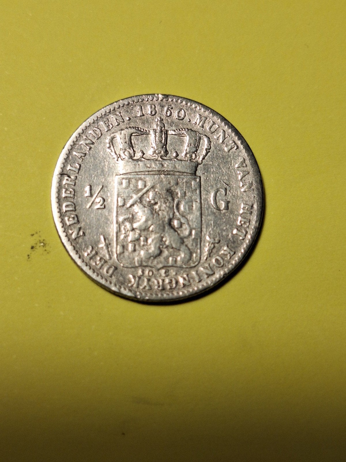 Zilveren ½ gulden Willem III 1860, Postzegels en Munten, ½ gulden, Koning Willem III, Zilver, Ophalen of Verzenden