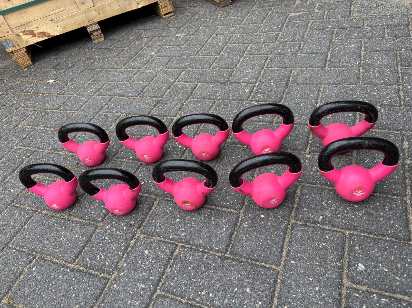 10 x 2 kg kettlebell gewicht kettlebells, Sport en Fitness, Fitnessmaterialen, Gebruikt, Gewichten, Ophalen of Verzenden, Kettlebells