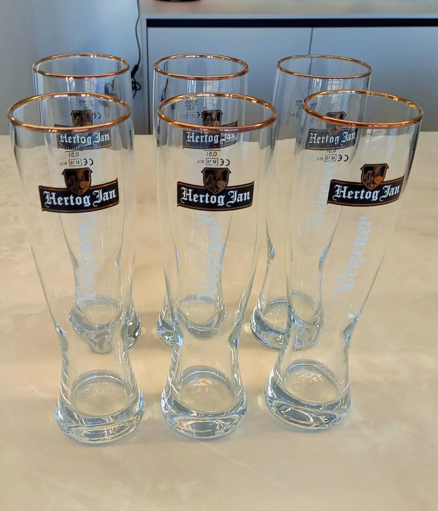 Hertog Jan Weizener bierglazen 0,5 liter - 6 stuks, Ophalen