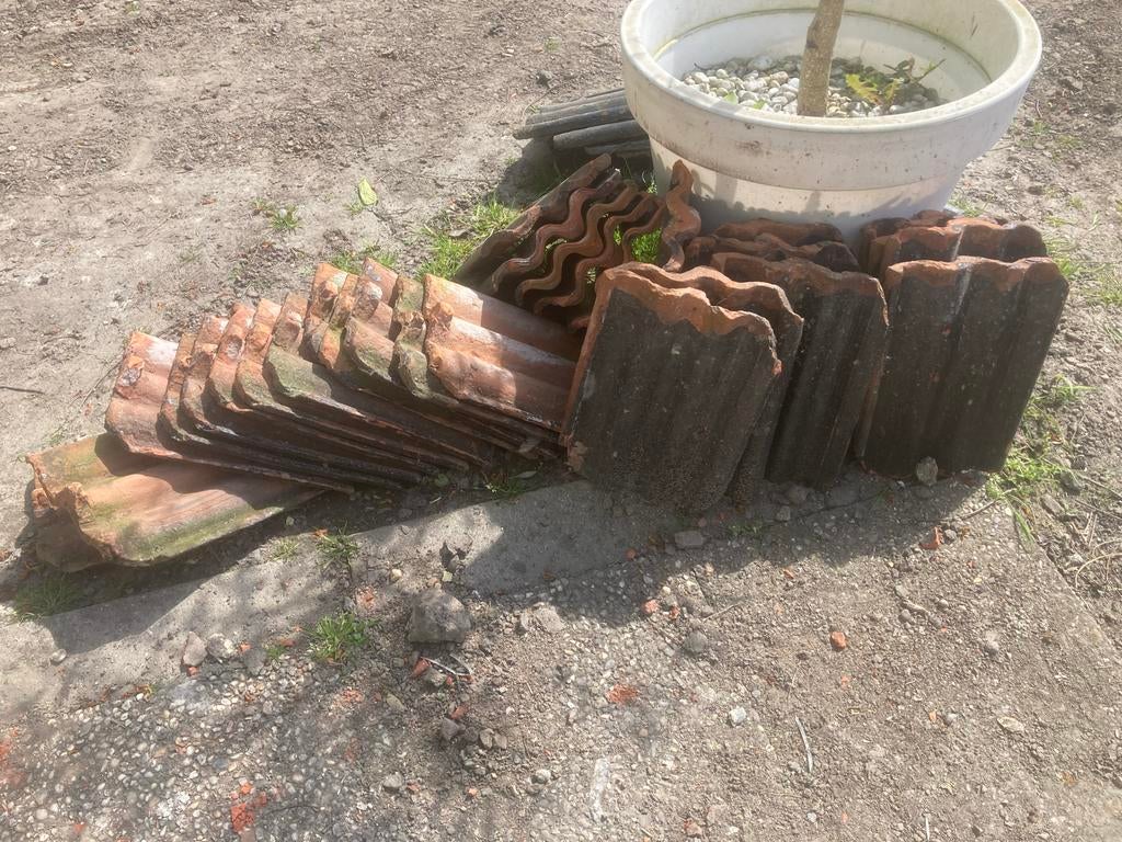 Geglazuurde Friese golfjes golfpan, Doe-het-zelf en Verbouw, Dakpannen en Dakbedekking, Ophalen, Gebruikt, Steen of Klei, Minder dan 5 m²