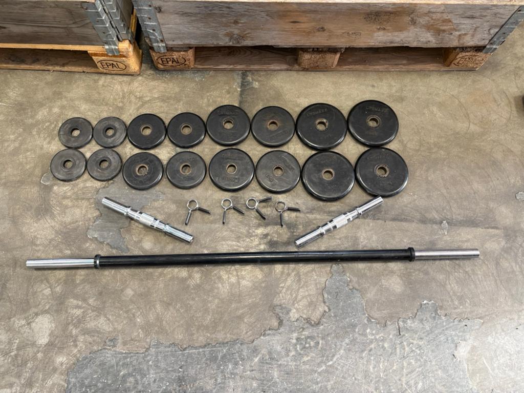 Complete Halterset met Verstelbare Dumbbells en Schijven, Ophalen, Armen, Dumbbell stangen, Halter stang