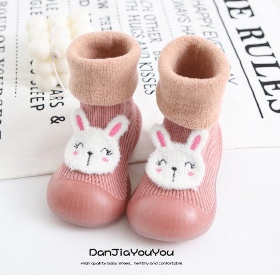 Koopje! Nieuwe anti-slip babyschoentjes oudroze konijn 18/19, Slofjes, Meisje, Ilewap, Nieuw