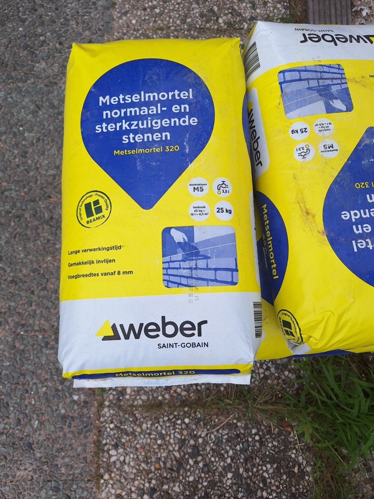 12x Weber Metselmortel 320 - 25 kg zakken, Doe-het-zelf en Verbouw, Metselstenen, Ophalen, Nieuw, Overige typen