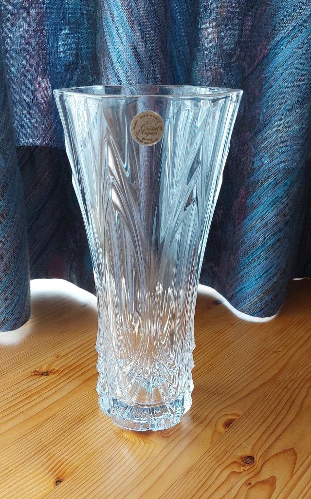 Cristal D’ Arques vaas, mooie kristalvaas, Ophalen of Verzenden, Gebruikt, Glas, 24 cm