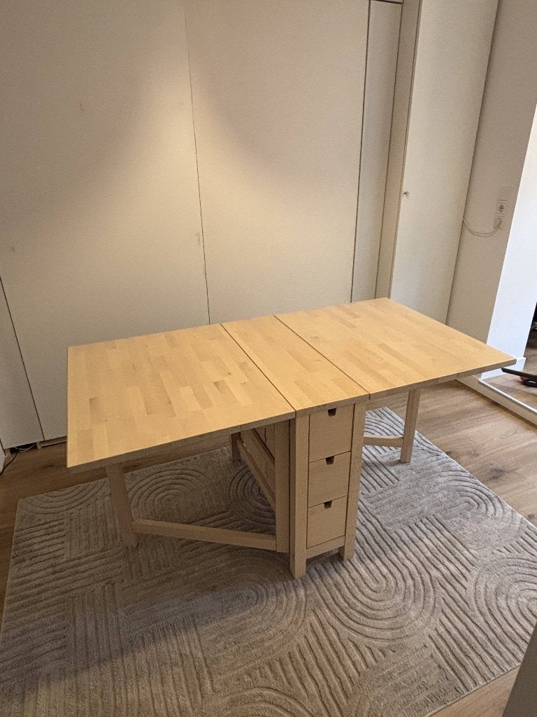 IKEA NORDEN Klaptafel, berken, 26/89/152x80 cm, Ophalen, 50 tot 100 cm, Zo goed als nieuw, Vijf personen of meer