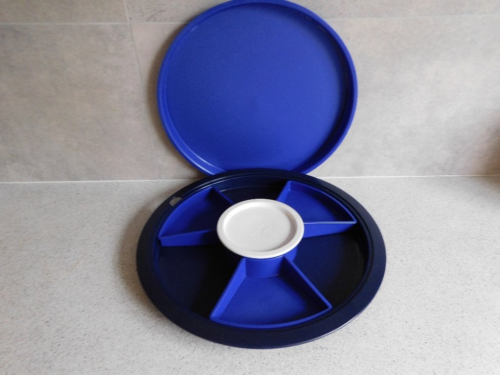 Tupperware Preludio Partyschaal Indigo Kobalt, Schaal, Blauw, Met compartimenten, Ophalen of Verzenden