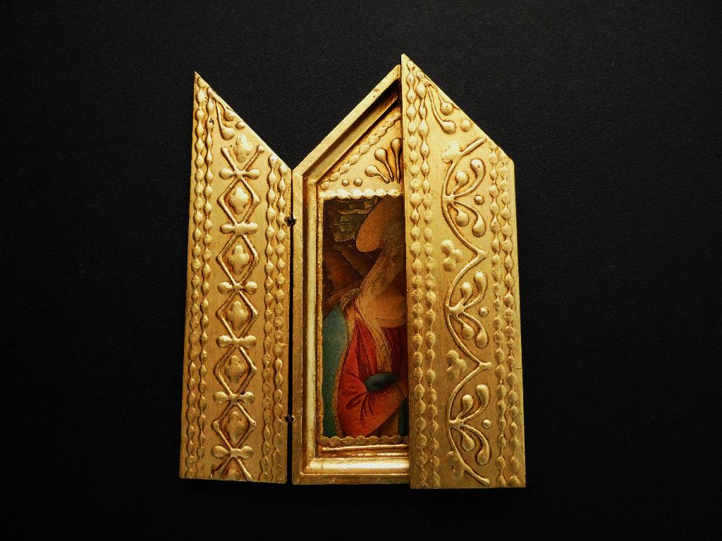 Drieluik Triptiek Icoon Madonna Filippo Lippi goudverguld, Antiek en Kunst, Antiek | Religie, Ophalen of Verzenden