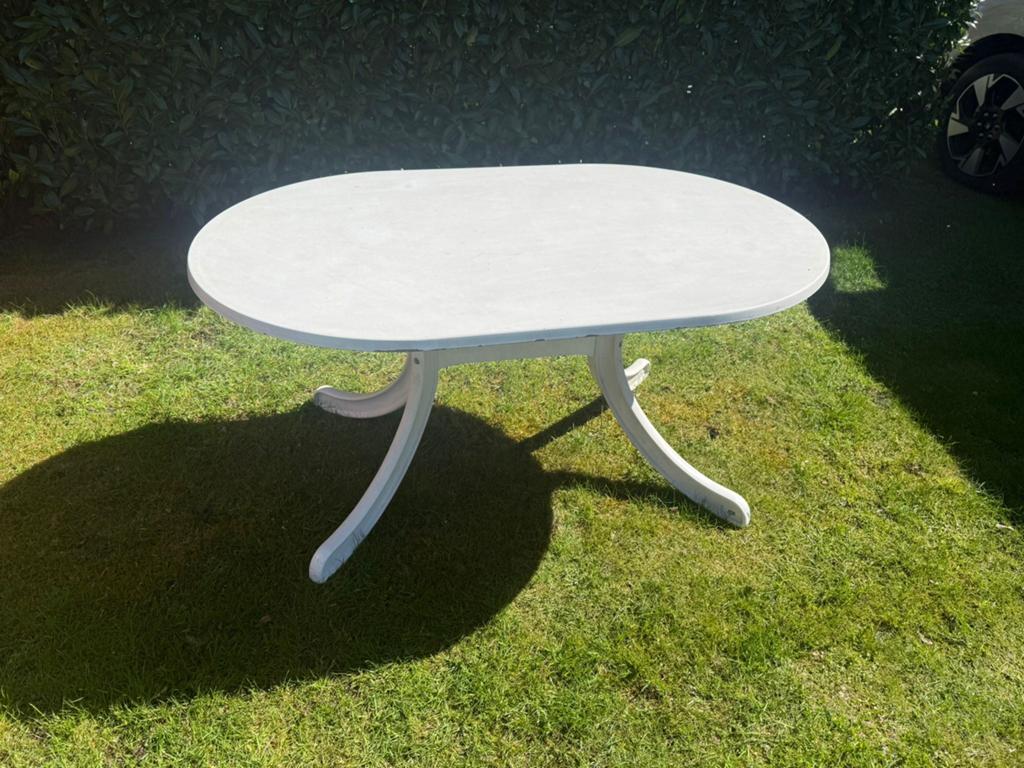 Ovale witte tuintafel | Rentrop, Tuin en Terras, Tuintafels, Ophalen, Gebruikt
