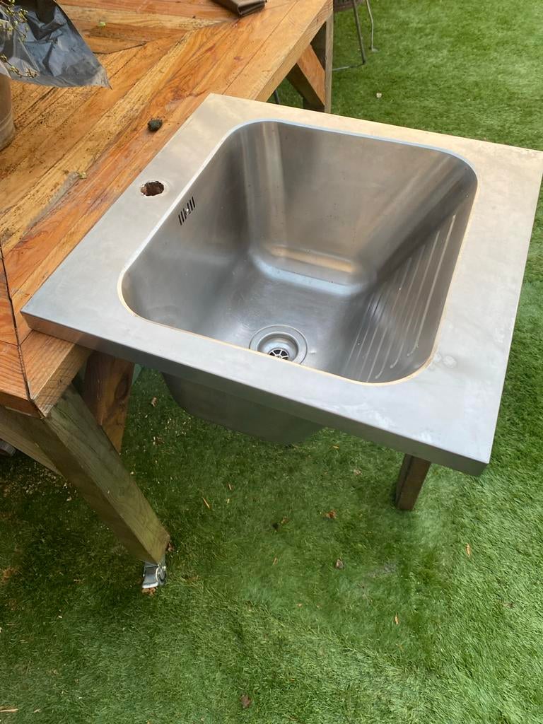 Diepe RVS spoelbak voor buitenkeuken of garage, Huis en Inrichting, Ophalen, Zilver, Metaal, Overige typen