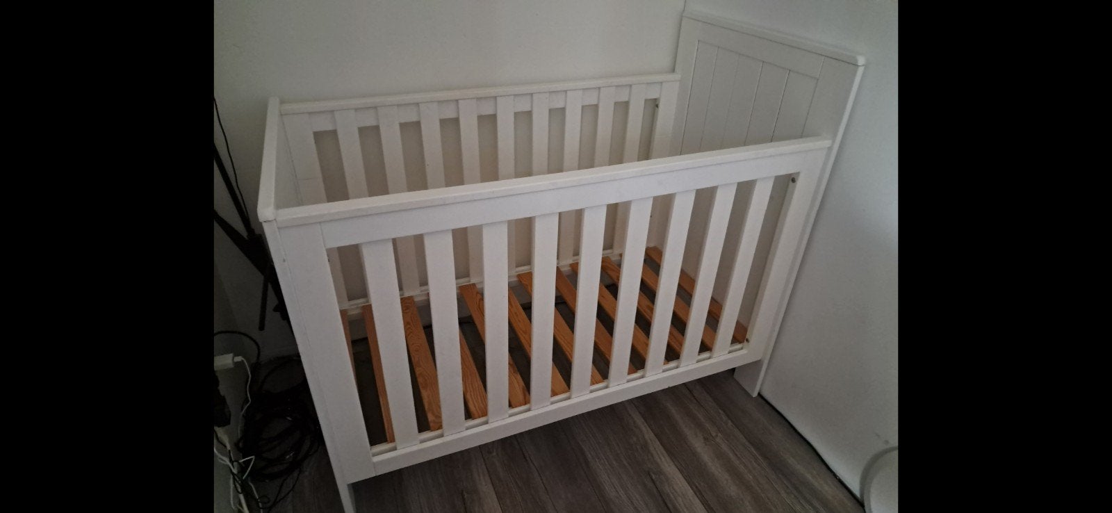 Whitewash houten ledikant 120x60 incl. lattenbodem, Ophalen, Gebruikt, Lattenbodem, Minder dan 140 cm