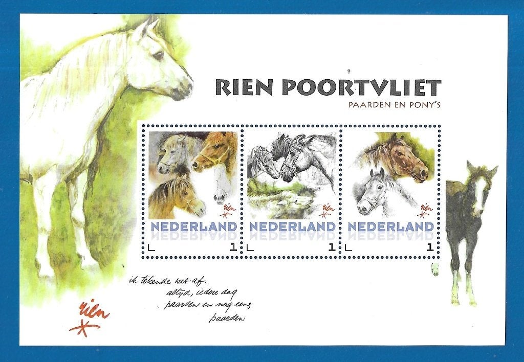 Postzegelvel Rien Poortvliet Paarden en Pony's - 2014, Postzegels en Munten, Verzenden, Na 1940, Postfris