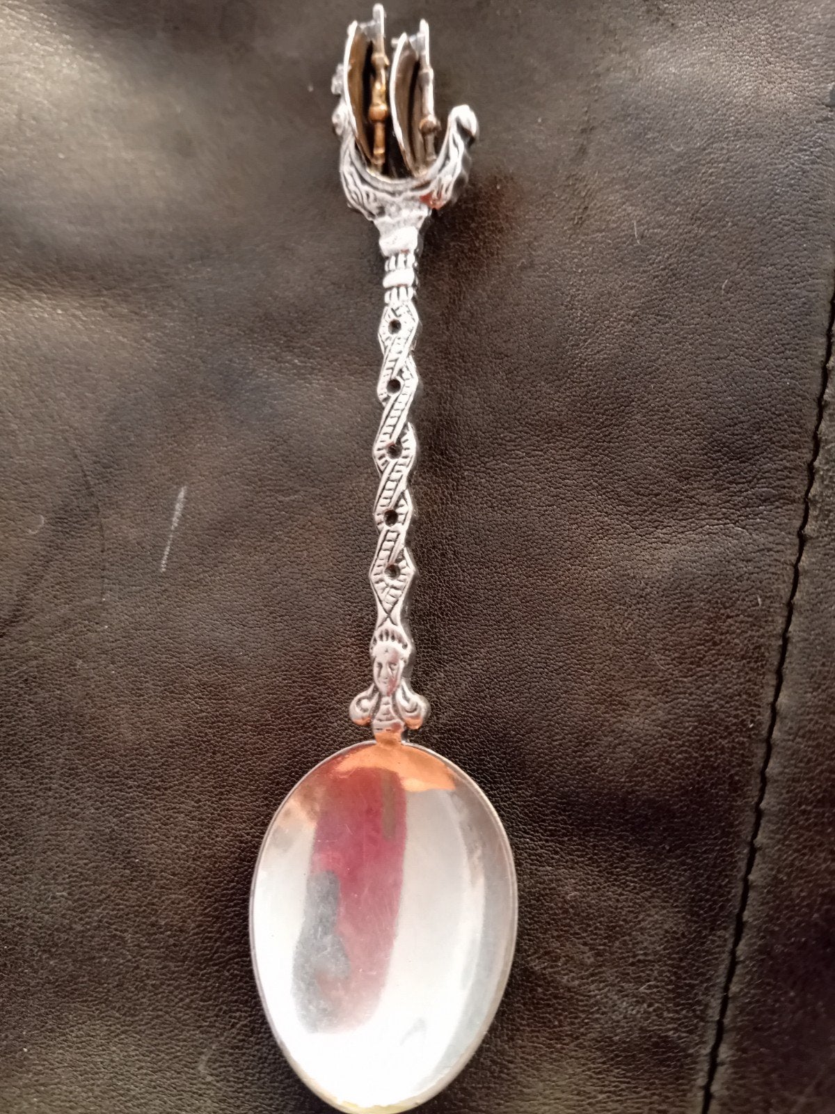 Zilveren thee lepel met zeilscheepje ( geboorte lepel), Ophalen, Zilver