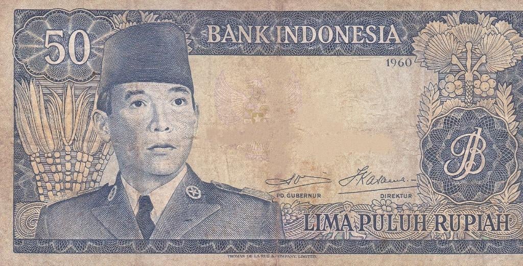 BANK INDONESIA 1960 LIMA PULUH RUPIAH, Ophalen of Verzenden, Euro's