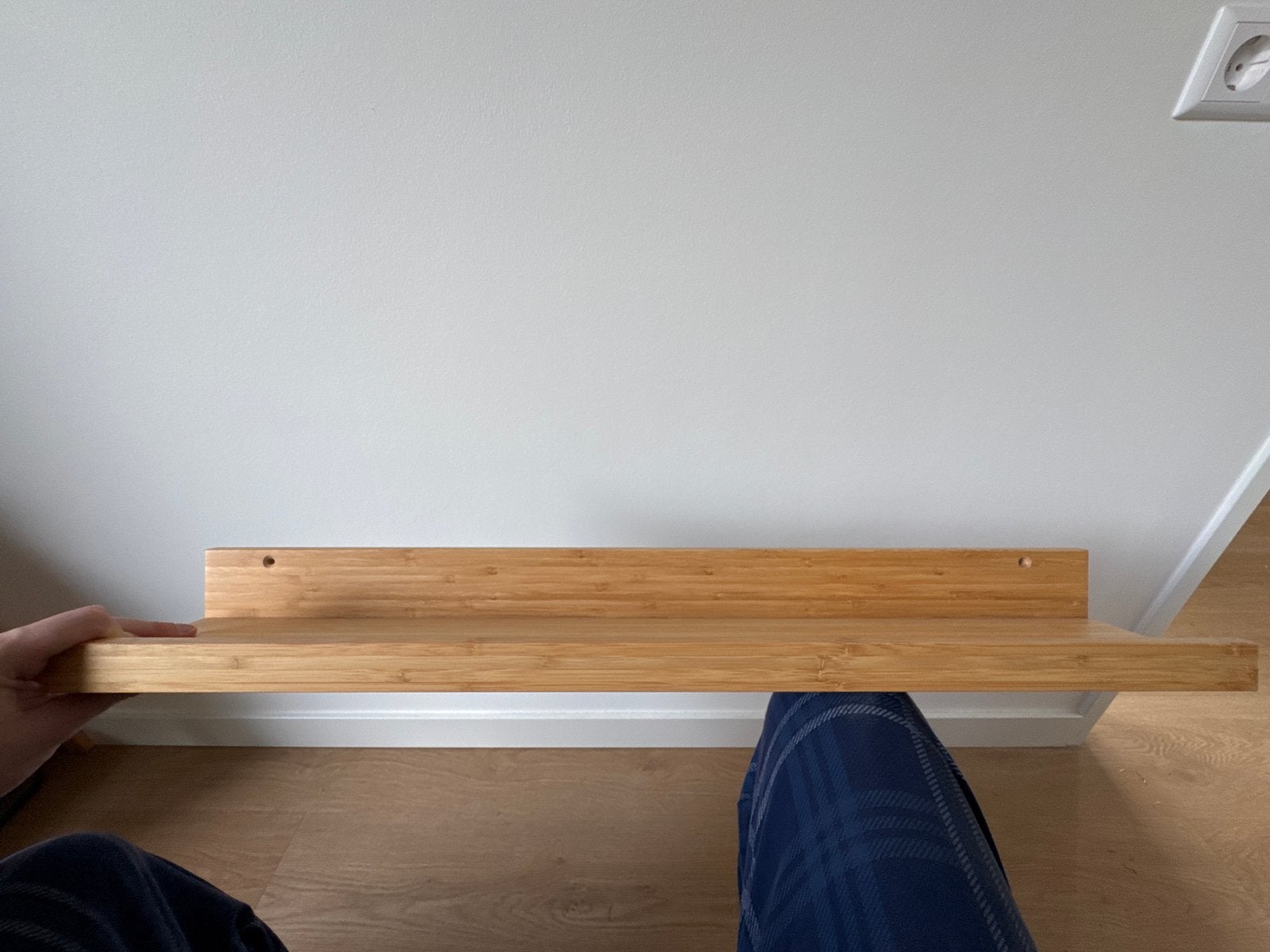 Bamboe wandplank / fotoplank 2 stuks, Ophalen, Zo goed als nieuw