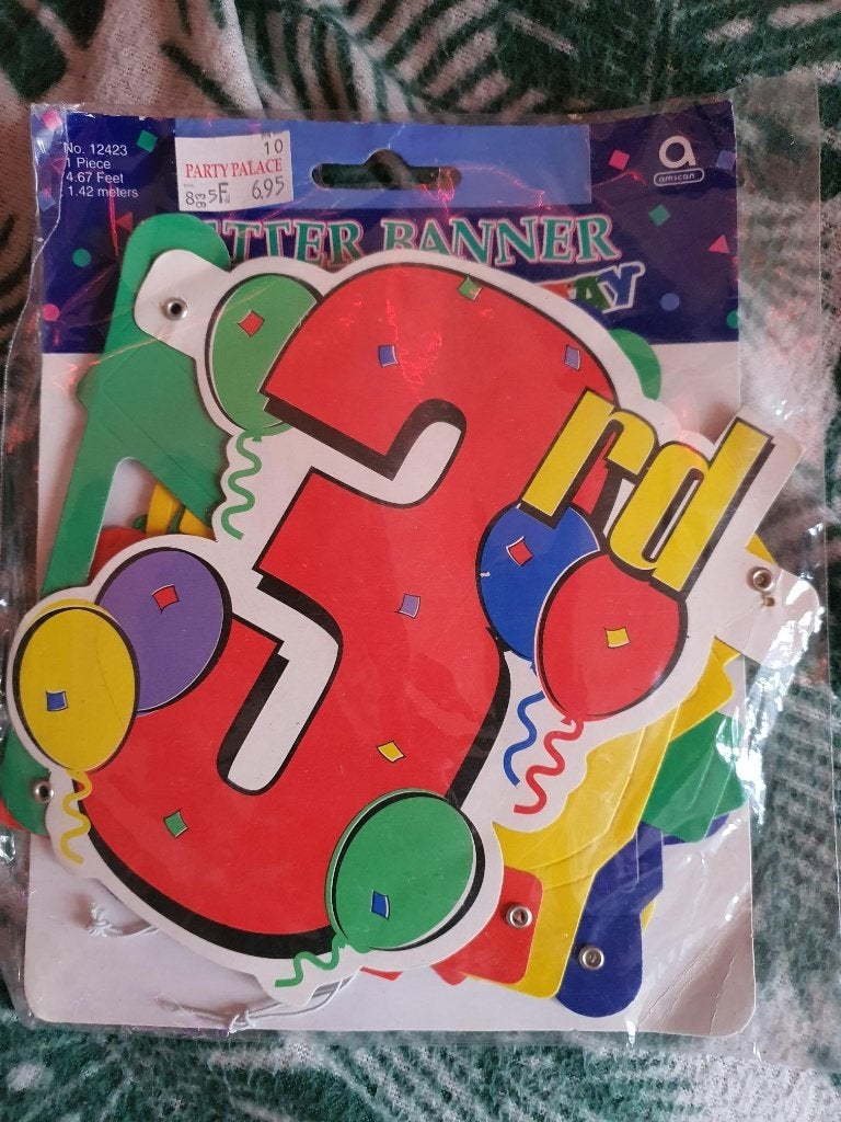 Nieuwe verjaardagsslinger leeftijd 3, Ophalen of Verzenden, Nieuw, Versiering, Verjaardag