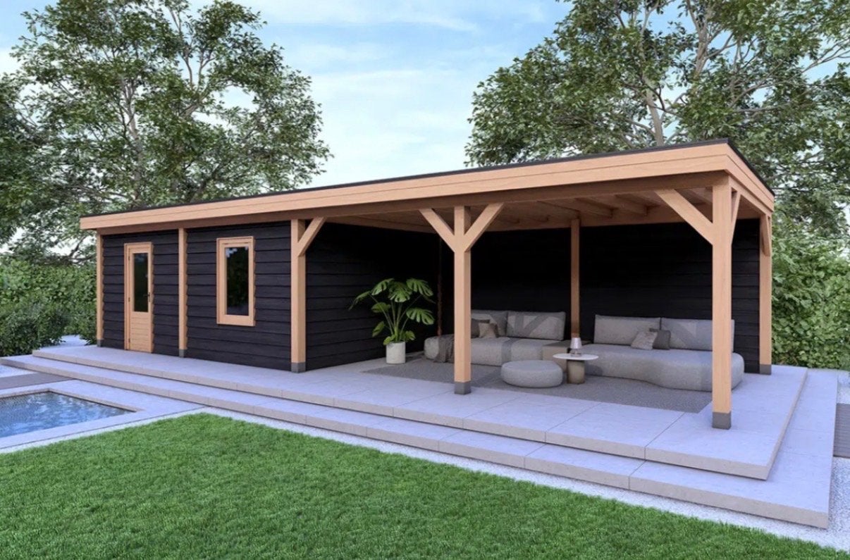 Overkapping, Diverse Maten en matrialen, Tuin en Terras, Tuinhuizen, Tuinhuis, Verzenden, Nieuw, 2 ramen
