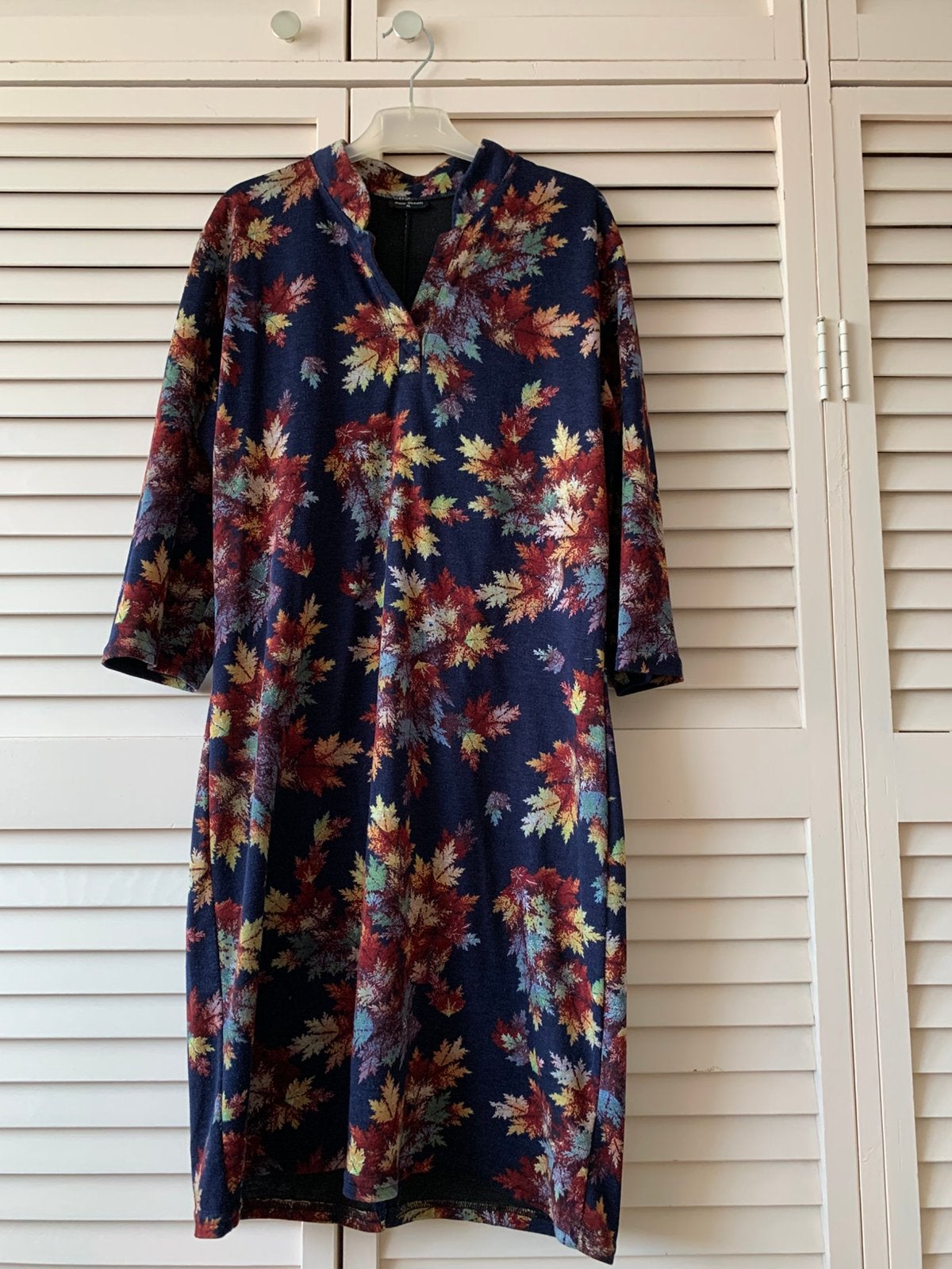 Leuk herfst jurkje maat: M/L, Kleding | Dames, Ophalen, Blauw, Maat 42/44 (L), Gedragen