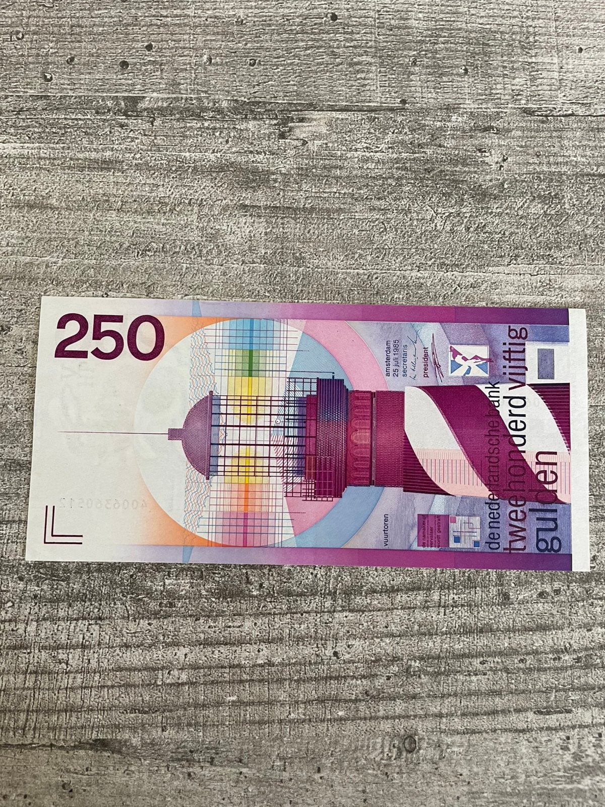 250 gulden vuurtoren UNC-, Ophalen of Verzenden, 250 gulden