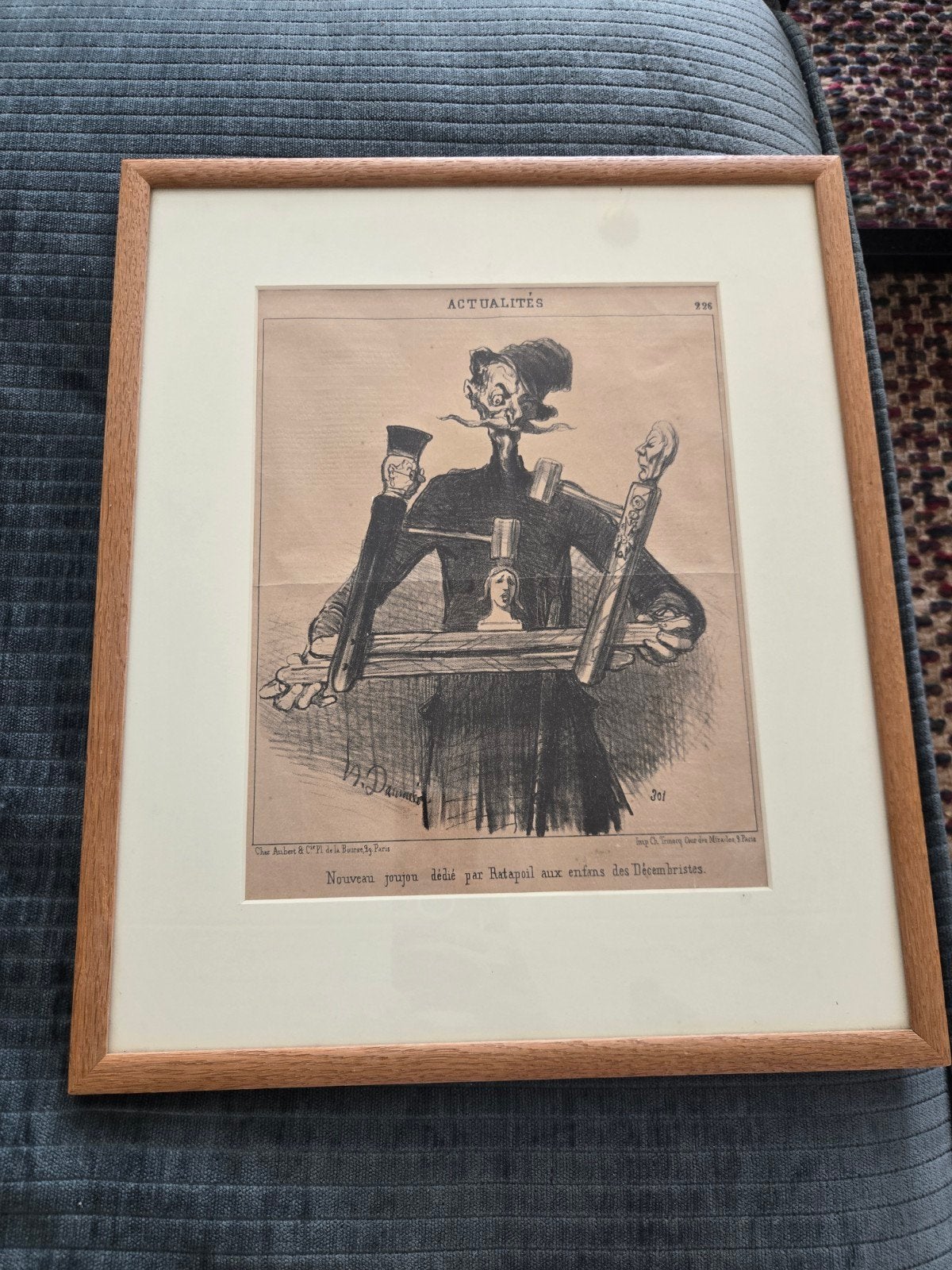 Honore damier prent uit 1851 van ratapoil., Ophalen of Verzenden, Voor 1940, Zo goed als nieuw, Prent