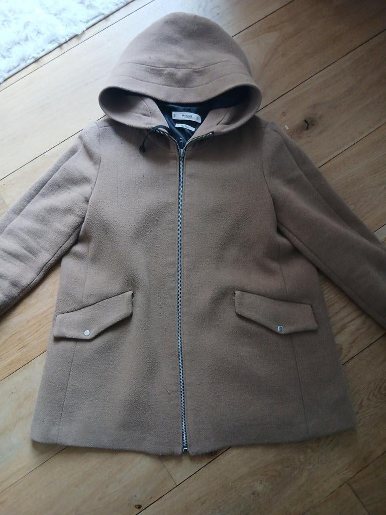 Wollen jas van Mango met capuchon maat L, Kleding | Dames, Jassen | Winter, Ophalen of Verzenden