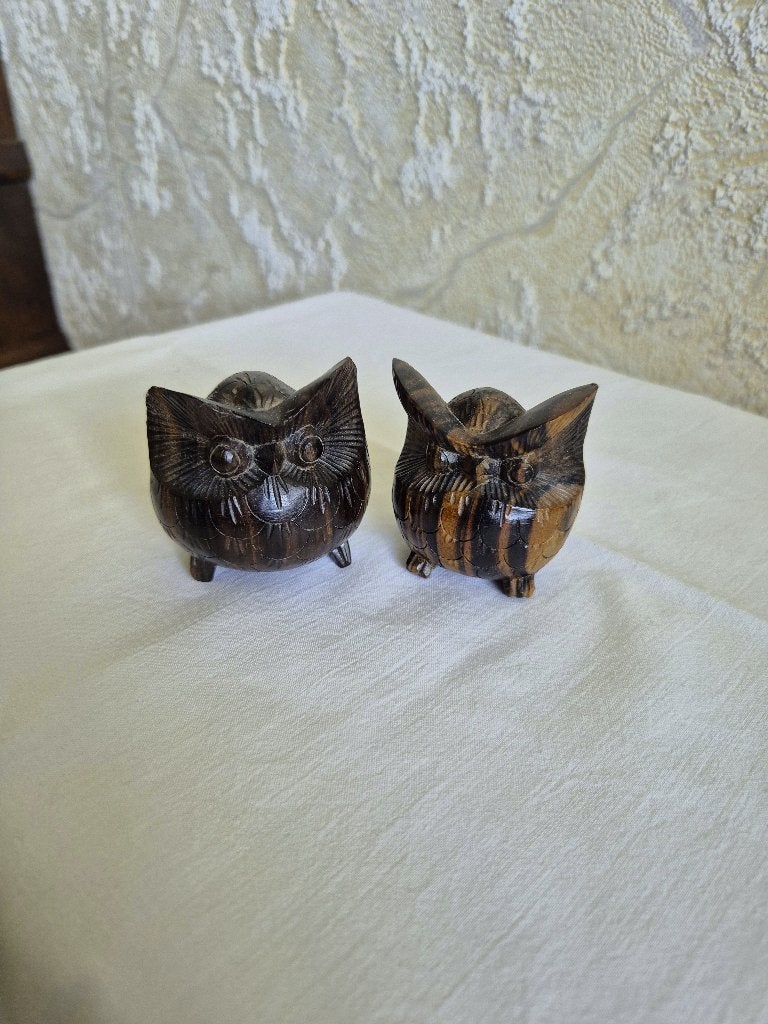 Vintage Balinese Uiltjes - Coromandel Hout (Set van 2), Antiek en Kunst, Ophalen of Verzenden