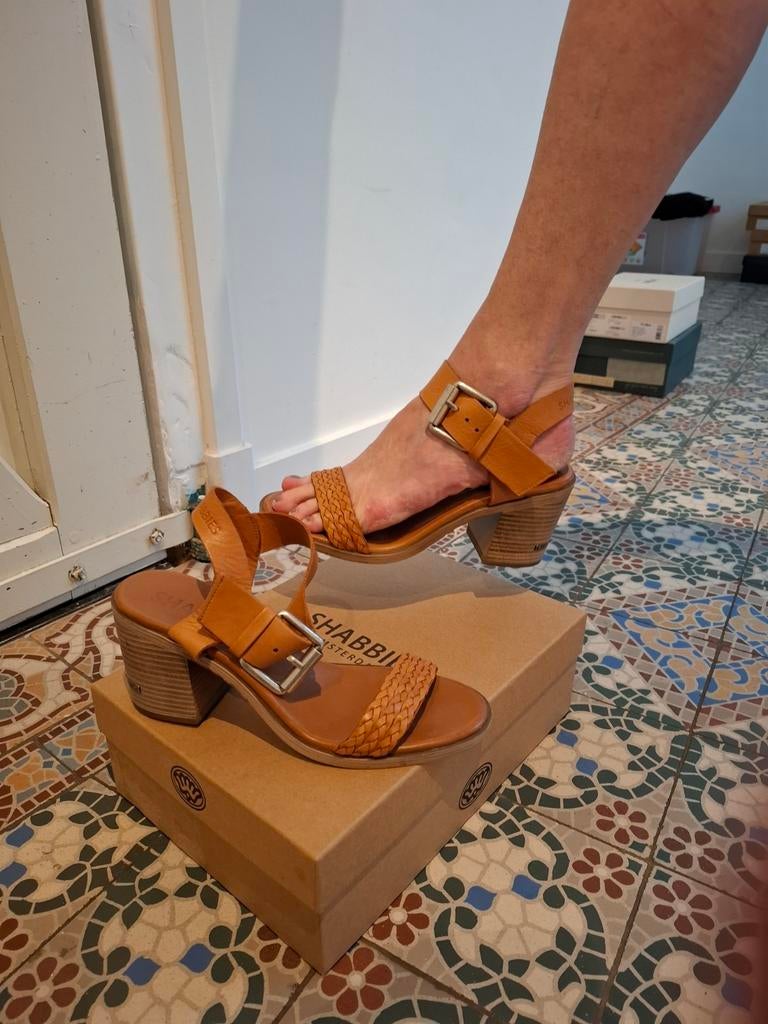 Shabbies Amsterdam Leren Sandalen Maat 38, Kleding | Dames, Schoenen, Zo goed als nieuw, Bruin, Shabbies Amsterdam, Sandalen of Muiltjes
