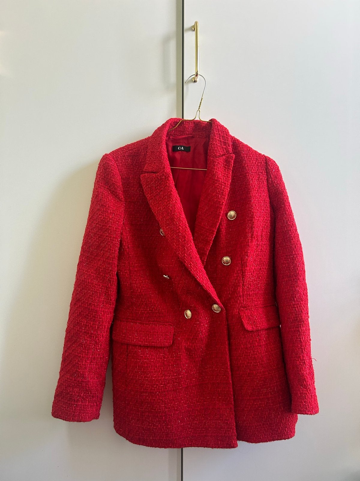 C&A Rode Blazer met Glitterdraad en Gouden Details, Kleding | Dames, Maat 38/40 (M), Ophalen of Verzenden, Zo goed als nieuw, Jasje