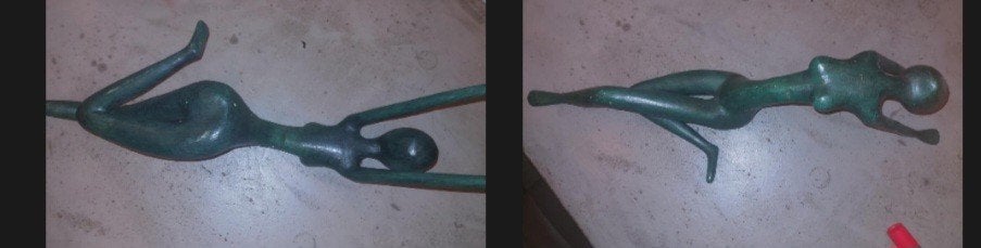 Bronzen beeld liggende vrouw 73 cm, Ophalen, 50 - 100 cm, Brons, Beeld