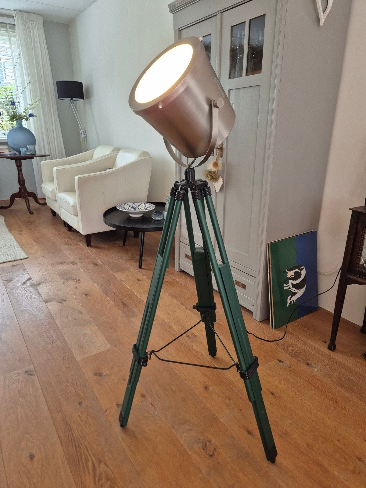 Grolsch Driepoot Lamp, Ophalen, 100 tot 150 cm, E27 (groot), Zo goed als nieuw