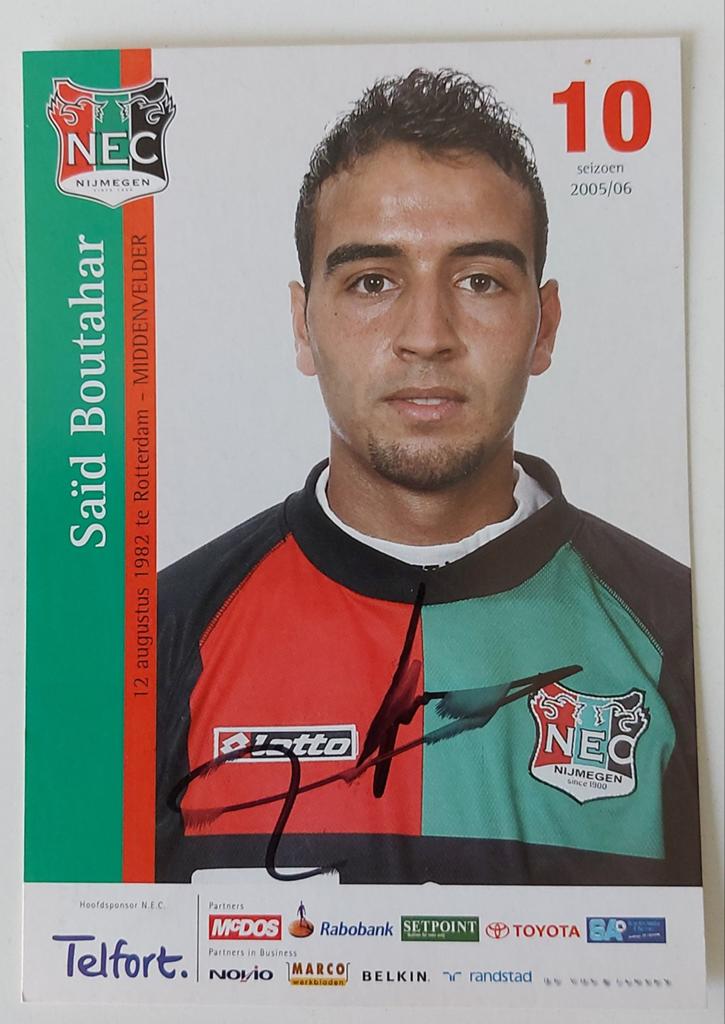 NEC Nijmegen spelerskaart Saïd Boutahar (gesigneerd), Verzenden, Zo goed als nieuw, Overige binnenlandse clubs, Spelerskaart