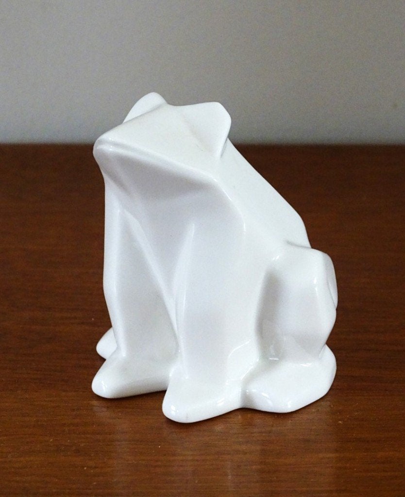 Kikker Origami keramiek Beeldje, Verzamelen, Beelden en Beeldjes, Zo goed als nieuw, Dier, Ophalen of Verzenden